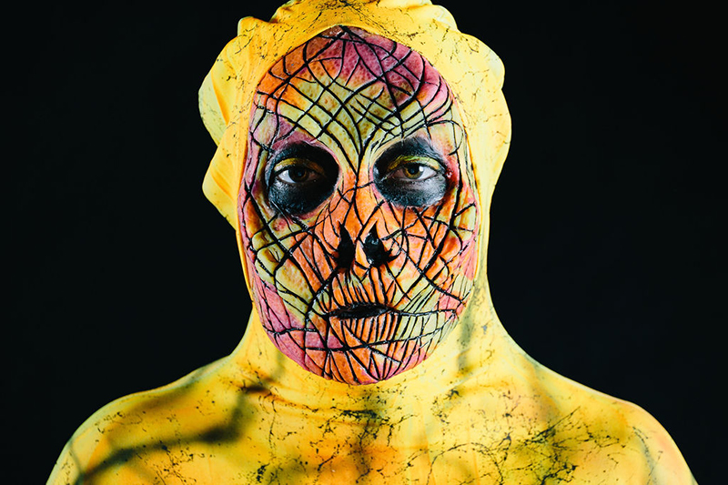 Strange yellow creature created using prosthetics
