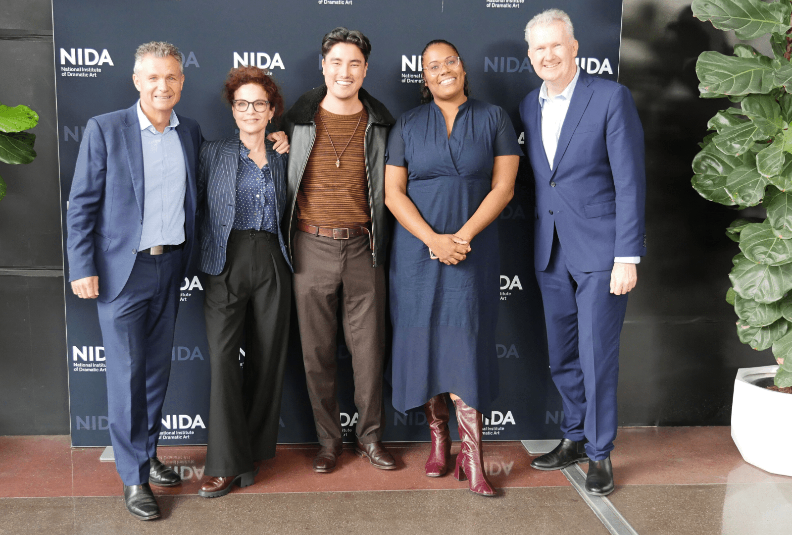 From left to right: The Hon Matt Thistlewaite MP, Board Member Sigrid Thornton, Remy Hii (Acting, 2011), Shakira Clanton (Acting, 2015), The Hon Tony Burke MP.