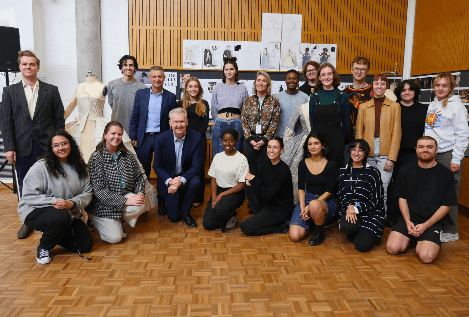 The Hon Tony Burke MP, and The Hon Matt Thistlewaite MP took photos with NIDA students working on the 2024 production of Frankenstein.