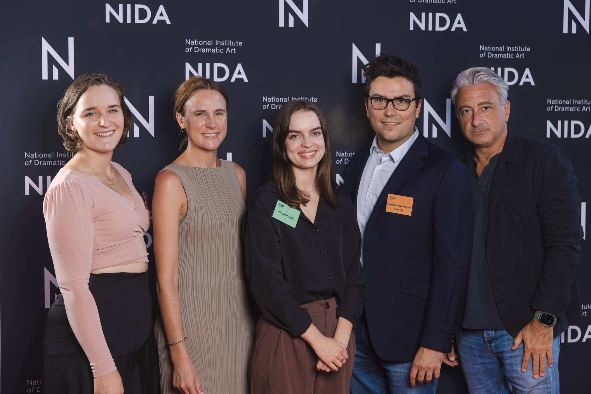 Design student Rebecca Howarth, with Finch EP Loren Bradley, Writing for Performance student Megan Rundle, Directing student Fernando De Miguel Fuertes and Finch CEO Rob Galluzzo.  