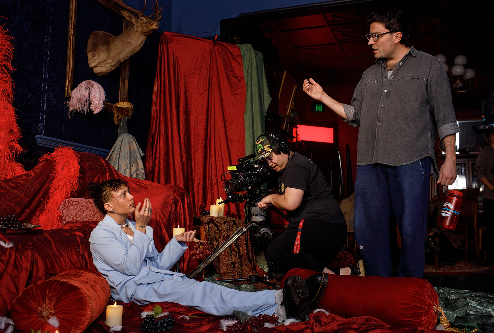 - Isaac Puerile set with Director Fernando De Miguel Fuertes and Production Designer Taylah Miller