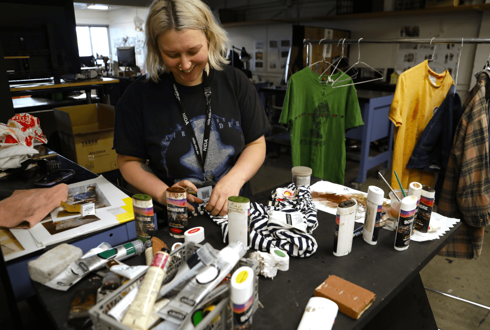 Danielle Rodriguez at NIDA working on the October Production Season designs.
